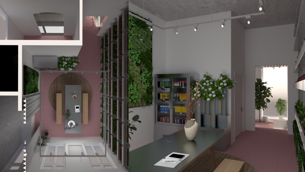 Biljke.Plants zeleni concept store s potpisom dizajnerskog studija 9HZ