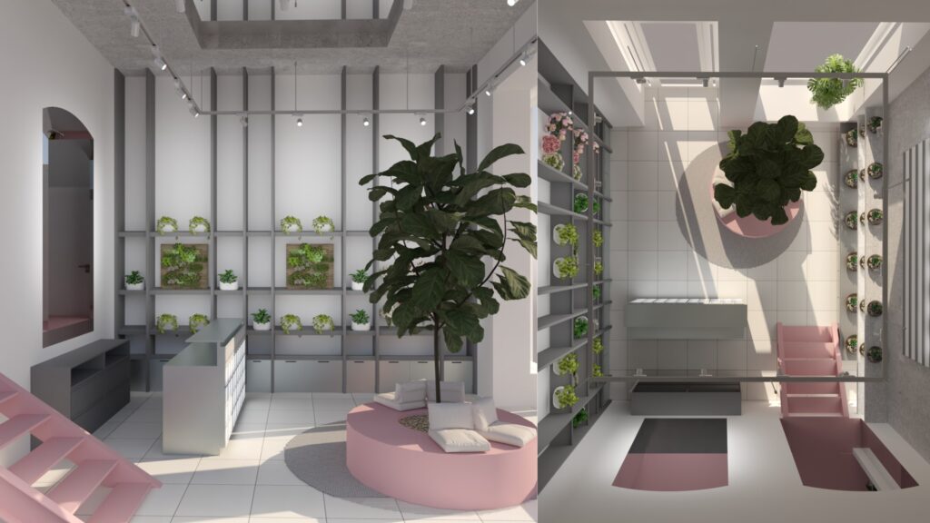 Biljke.Plants zeleni concept store s potpisom dizajnerskog studija 9HZ